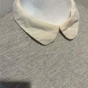 J. Crew Cream and Gray Peter Pan Collared Stretchy Sweater Top